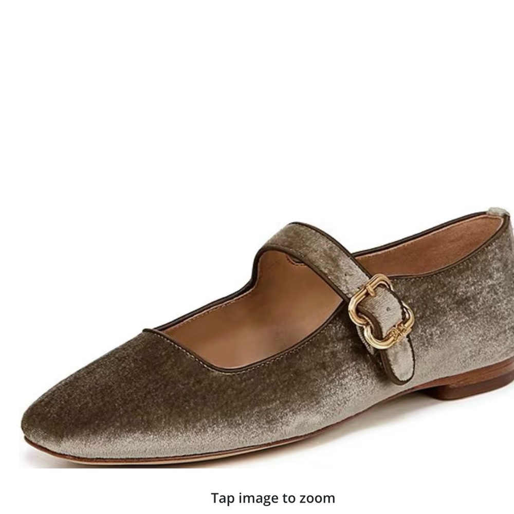 Sam Edelman Olive Velvet Flats with Gold Accent - Picture 6 of 8